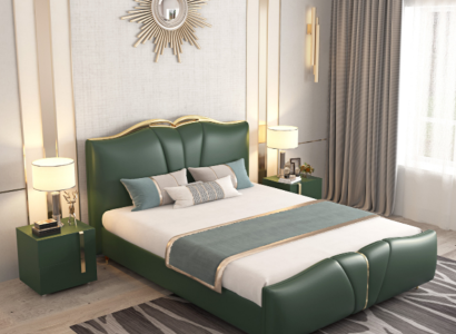 Bed Luxury Furniture Bed Frame Wood Bedroom Furnishings Imitation leather new